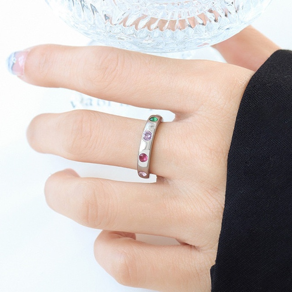 Elegant Silver Multi-Color Zircon Ring*Waterproof Tarnish Free*MLR027